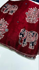 The Crimson Velvet & Ajrakh print with mirror work