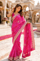 Pink Gulnaar Bandhani Embroidered Saree