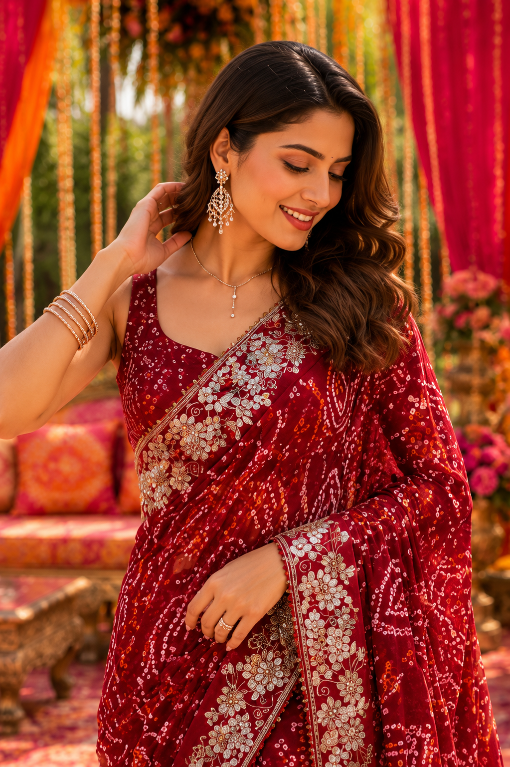 Scarlet Bandhani Floral