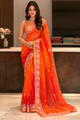 Tangerine Paisley Elegance Saree