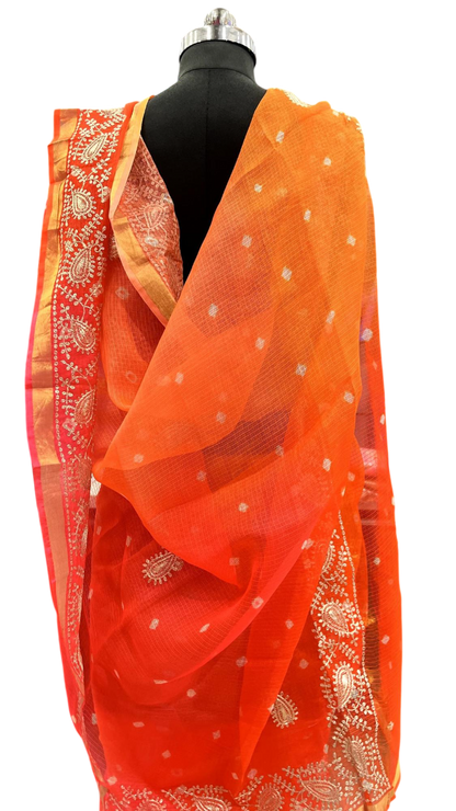 Tangerine Paisley Elegance Saree