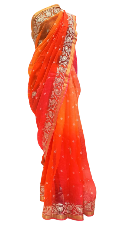Tangerine Paisley Elegance Saree