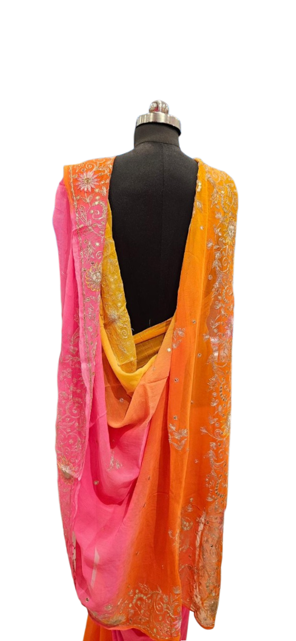 Sunset Bloom Ombre Saree