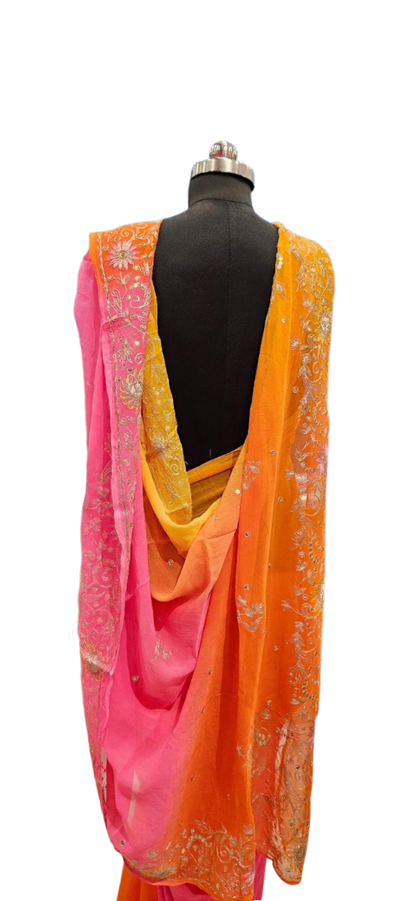 Sunset Bloom Ombre Saree