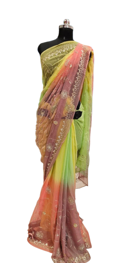 Pastel Harmony Ombre Saree