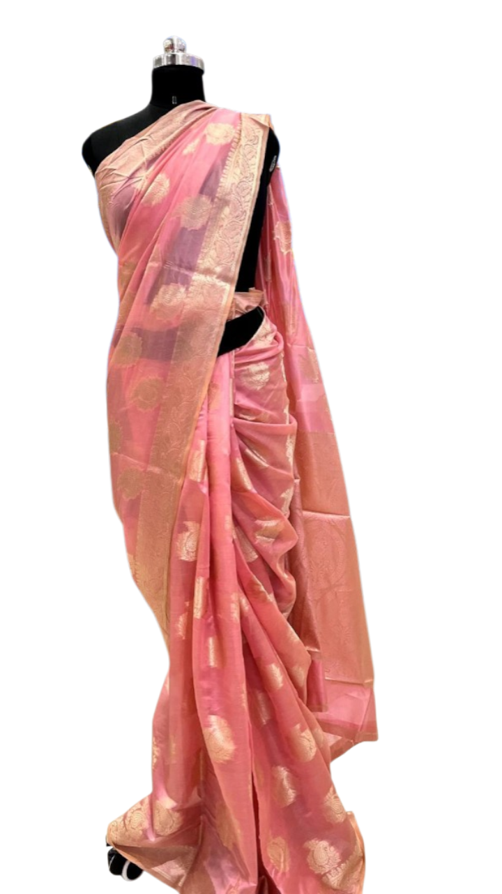 Shimla: Soft Pink Banarasi Silk-Linen Saree
