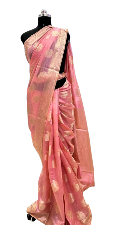 Shimla: Soft Pink Banarasi Silk-Linen Saree