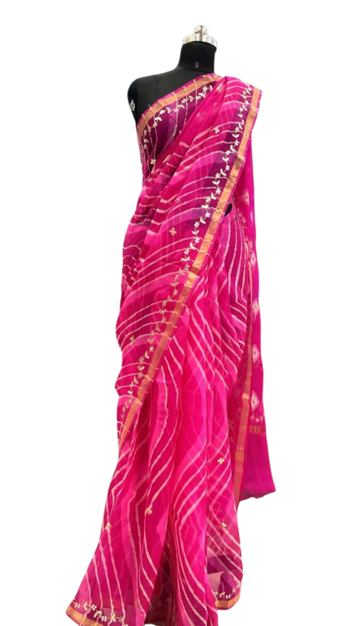 Royal Pink Leheriya Charm Saree