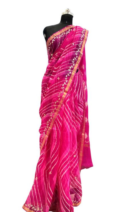 Royal Pink Leheriya Charm Saree