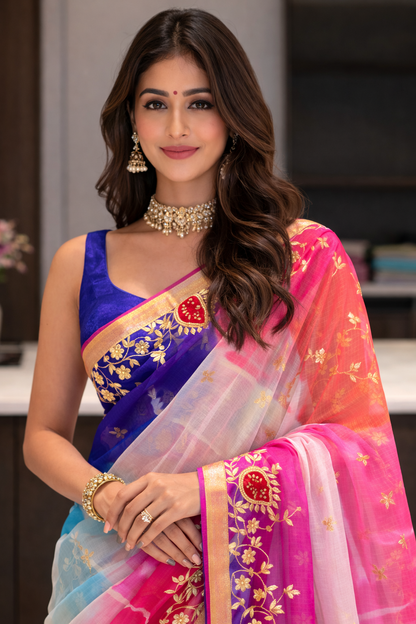 Rainbow Breeze Embroidered Saree