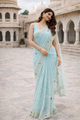 The Azure Whisper Pure Chiffon Saree