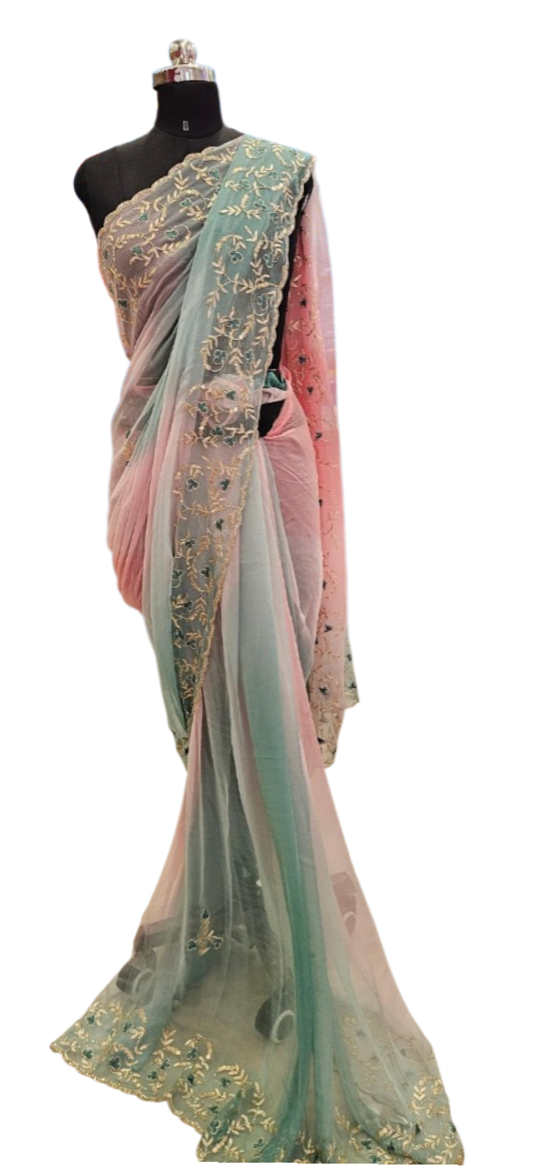 Pastel Harmony Embroidered Saree