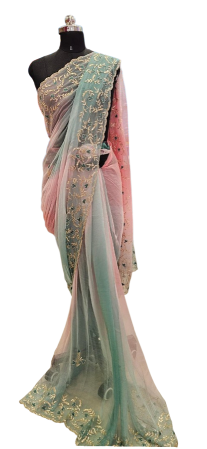 Pastel Harmony Embroidered Saree