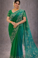 Emerald Peacock Embroidered Saree