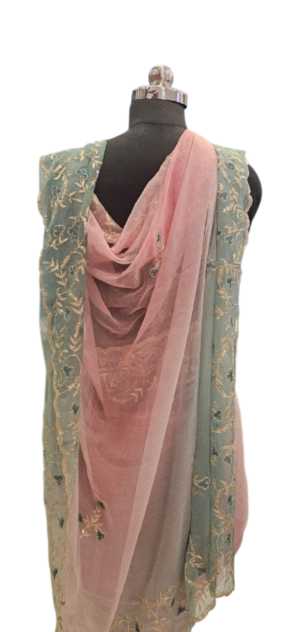 Pastel Harmony Embroidered Saree