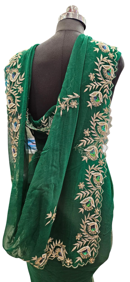 Emerald Peacock Elegance Saree