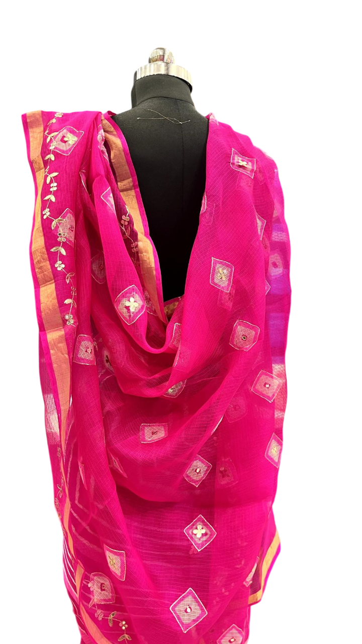 Royal Pink Leheriya Charm Saree