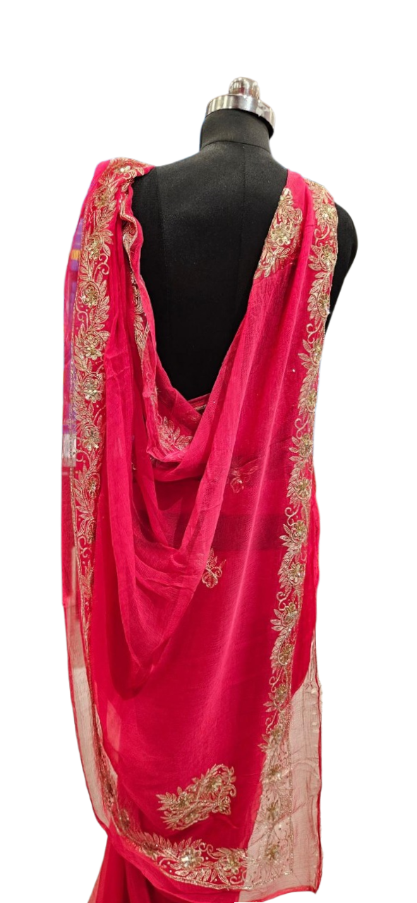 Ruby Bloom Zari Embroidered Saree