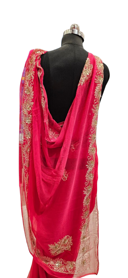 Ruby Bloom Zari Embroidered Saree