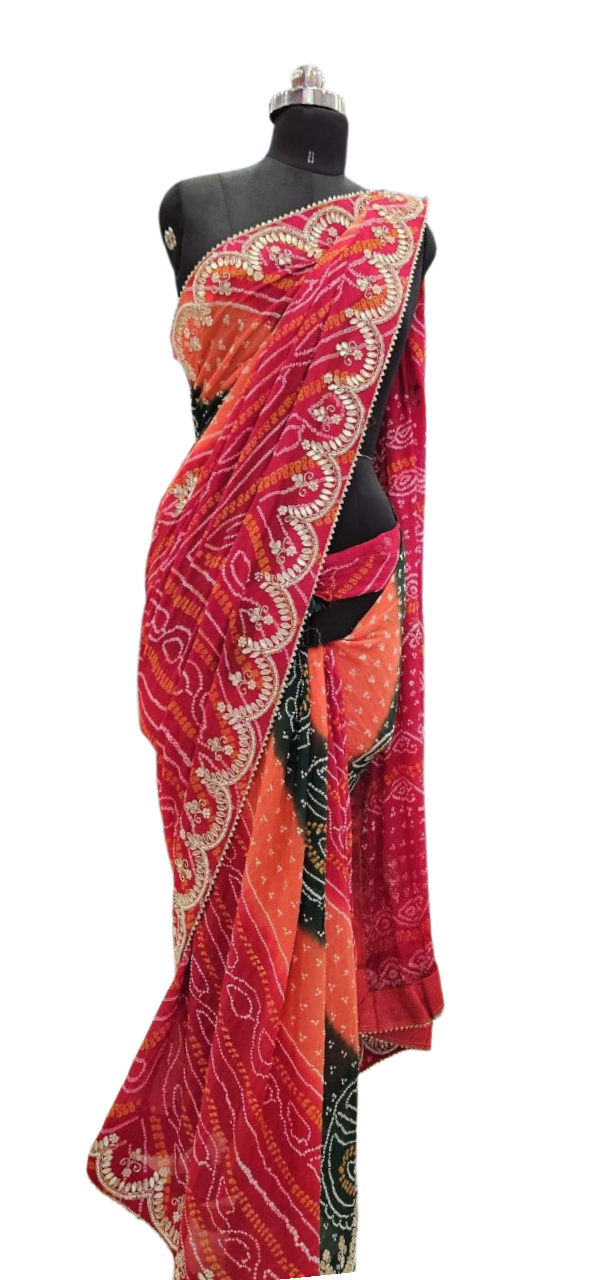 Rangriti Bandhani Embroidered Saree