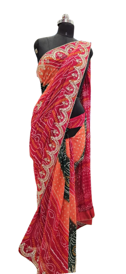 Rangriti Bandhani Embroidered Saree