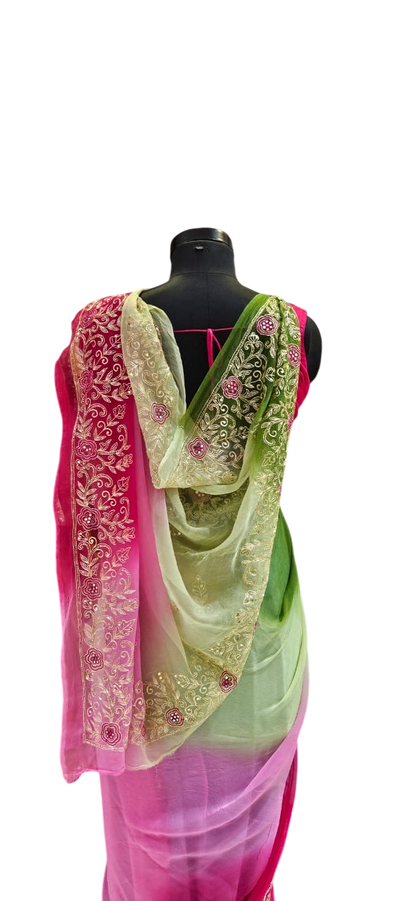 The Royal Emerald Pure Chiffon Saree