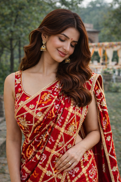 The Azure Skies Bandhej/Bandhani Saree