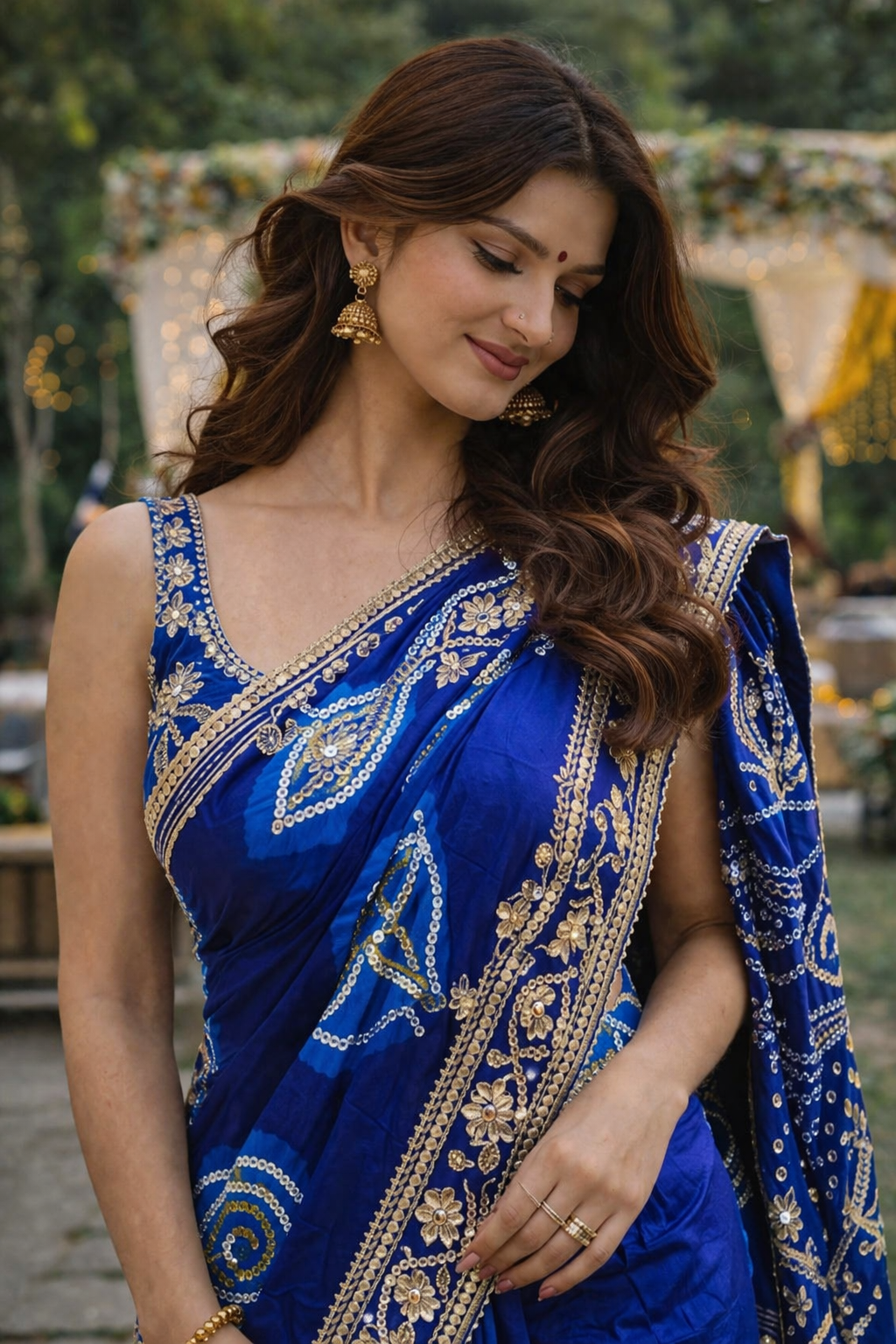 The Verdant Vine Bandhej/Bandhani Saree