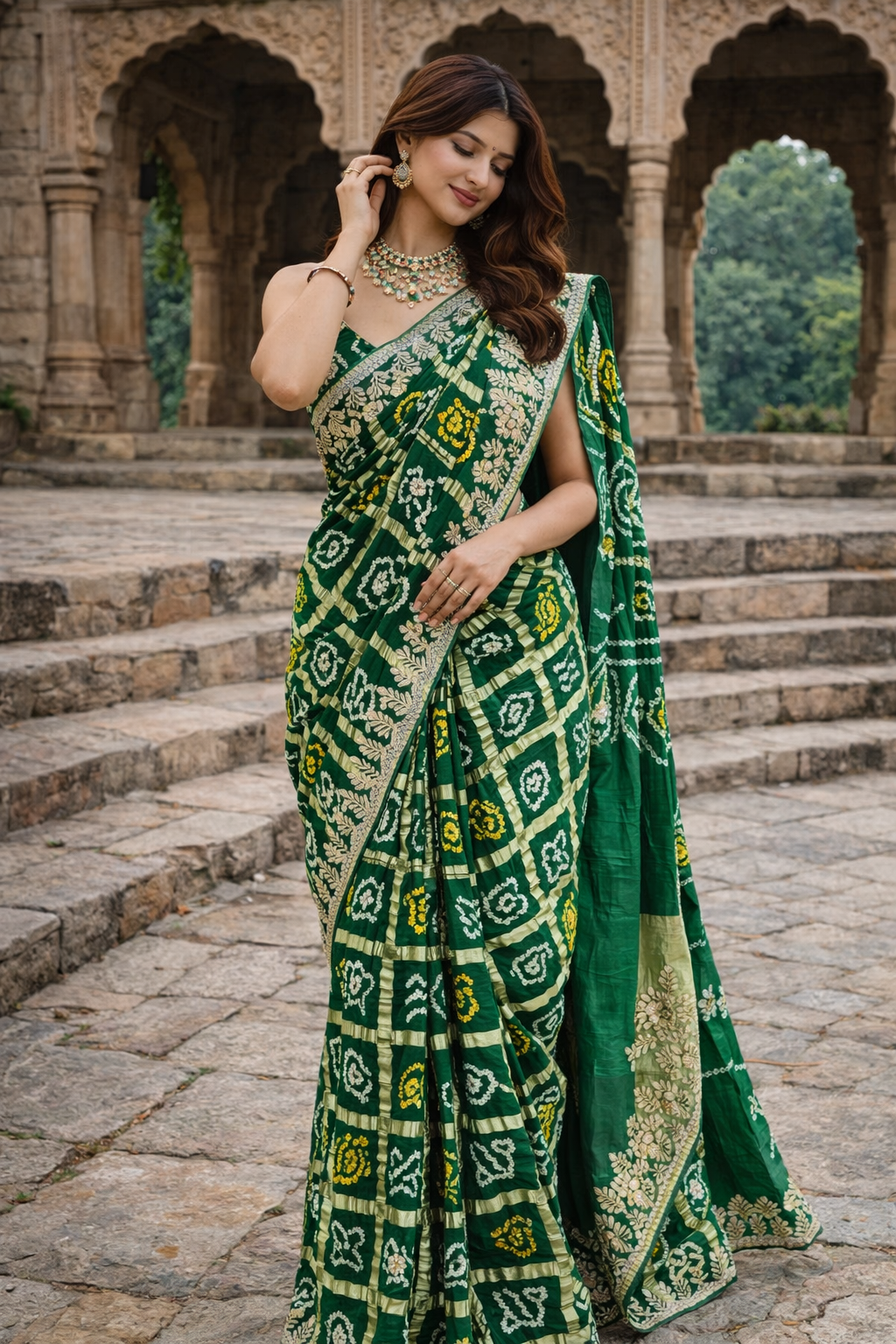 The Marigold Bloom Bandhani/Bandhej Saree