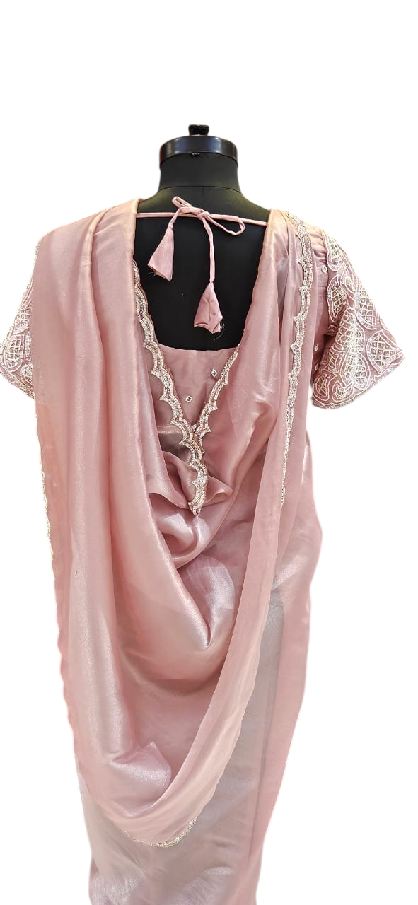 The Blush Radiance  Saree With Designer Stitch Blouse