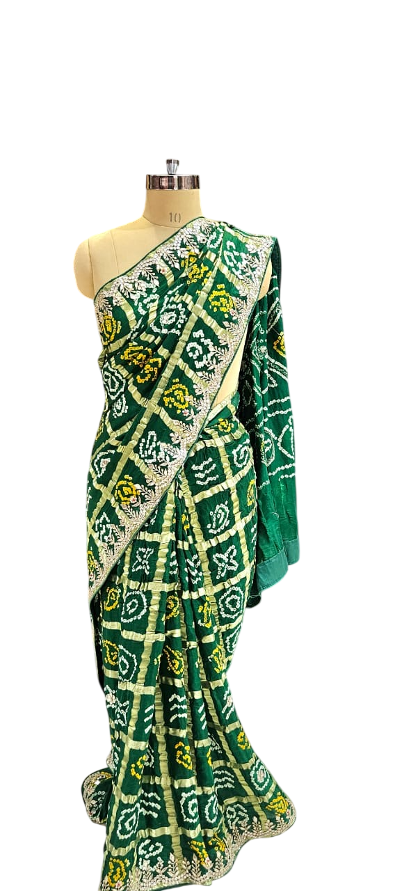 The Marigold Bloom Bandhani/Bandhej Saree