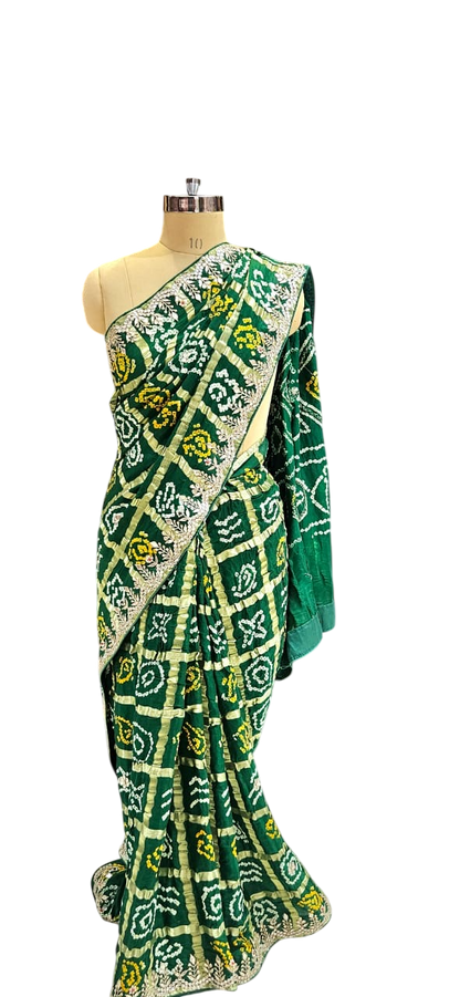 The Marigold Bloom Bandhani/Bandhej Saree