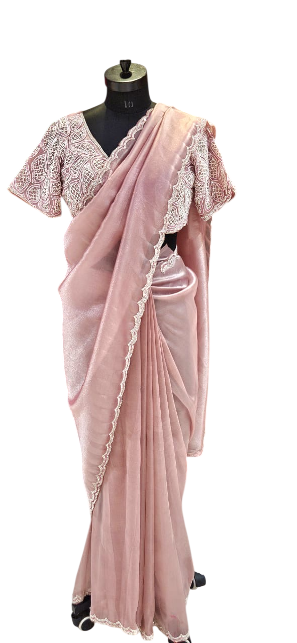 The Blush Radiance  Saree With Designer Stitch Blouse