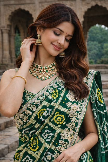 The Marigold Bloom Bandhani/Bandhej Saree