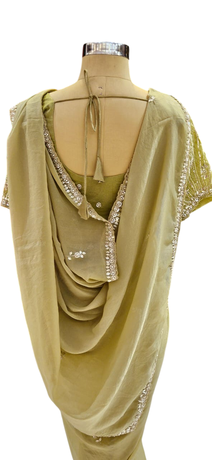 The Sage Sequin Muse Saree With Designer Stitch Blouse