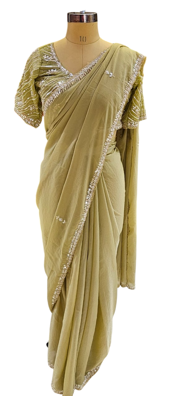 The Sage Sequin Muse Saree With Designer Stitch Blouse