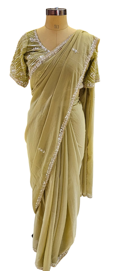 The Sage Sequin Muse Saree With Designer Stitch Blouse