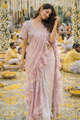 The Lavender Ruffle Fusion Saree With Designer Stitch Blouse
