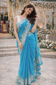 The Cerulean Sparkle Pure Chiffon Saree