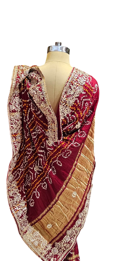 The Gilded Sunset Bandhani/Bandhej Saree
