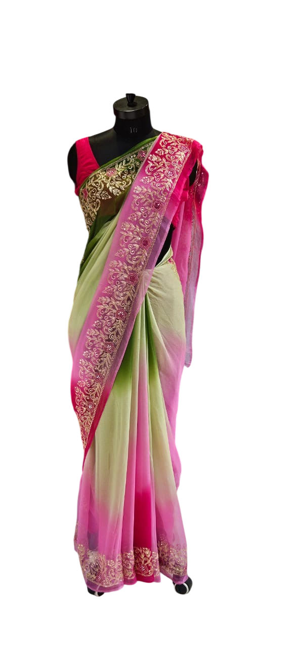 The Royal Emerald Pure Chiffon Saree