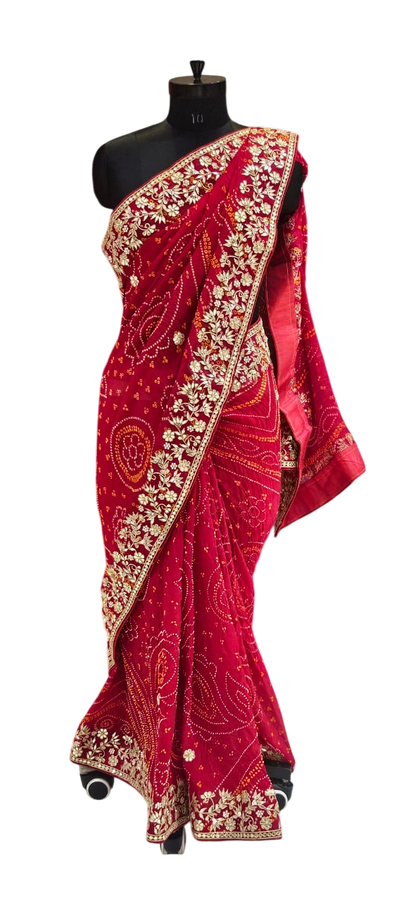 The Radiant Sunbeam Bandhej/Bandhani Saree