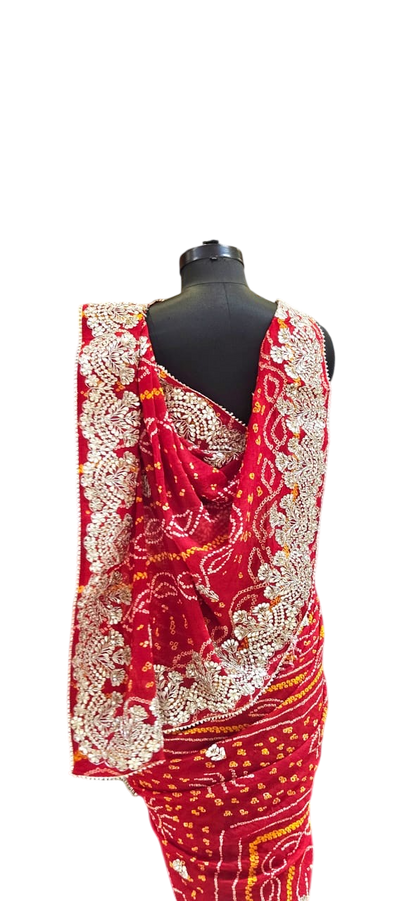 The Crimson Heritage Bandhej/Bandhani Saree