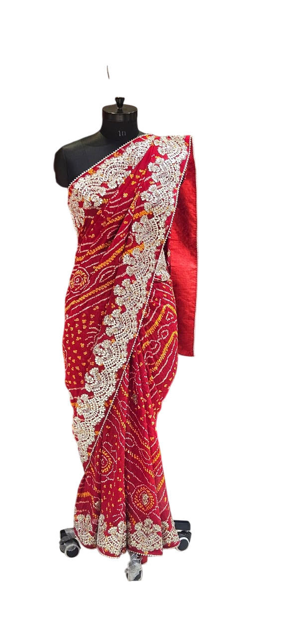 The Crimson Heritage Bandhej/Bandhani Saree