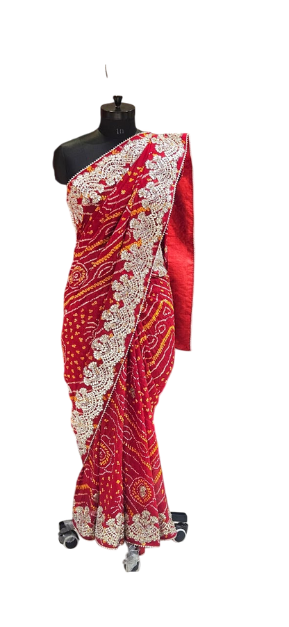 The Crimson Heritage Bandhej/Bandhani Saree