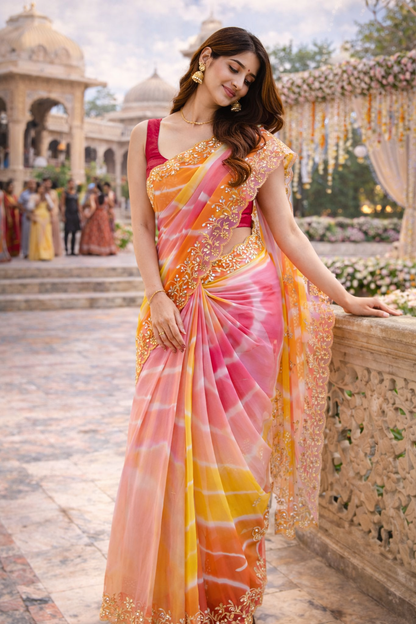 The Regal Teal Silk Pure Chiffon Saree