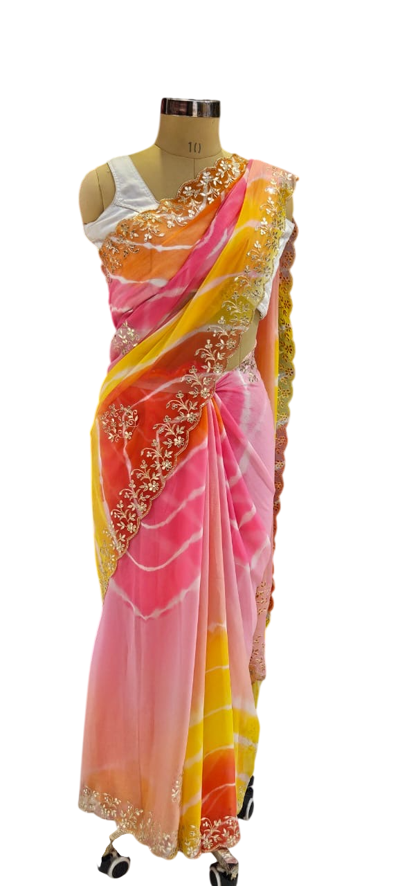 The Regal Teal Silk Pure Chiffon Saree