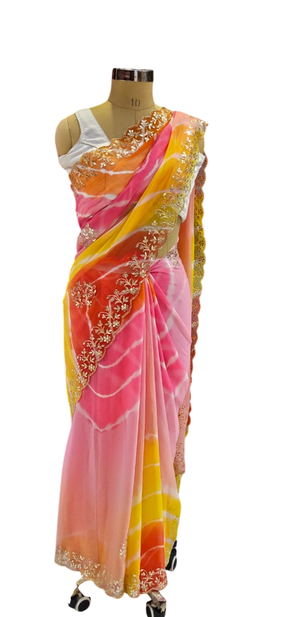 The Regal Teal Silk Pure Chiffon Saree