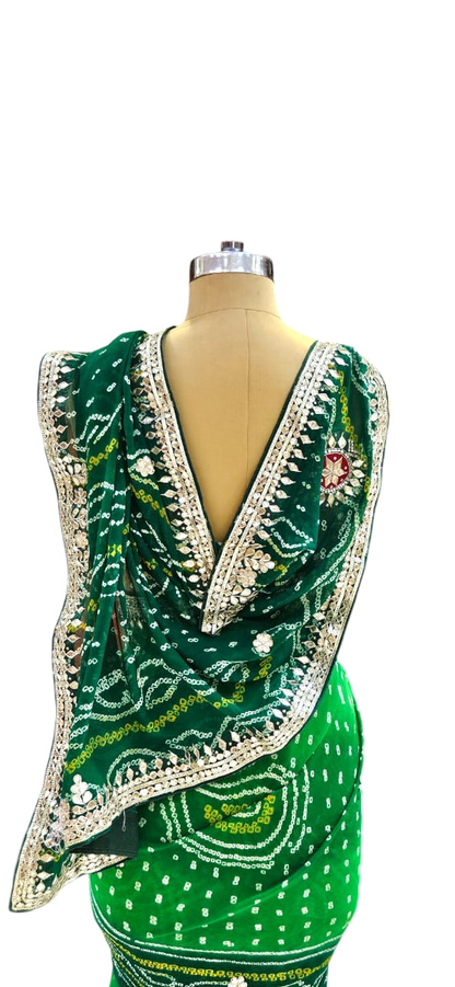 The Verdant Muse Bandhani/Bandhej Saree
