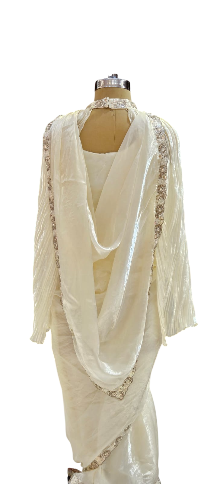 The Sun-Kissed Ochre Fusion Saree With Designer Stitch Blouse